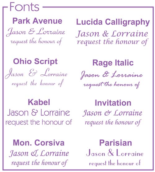 Wedding Invitation Fonts