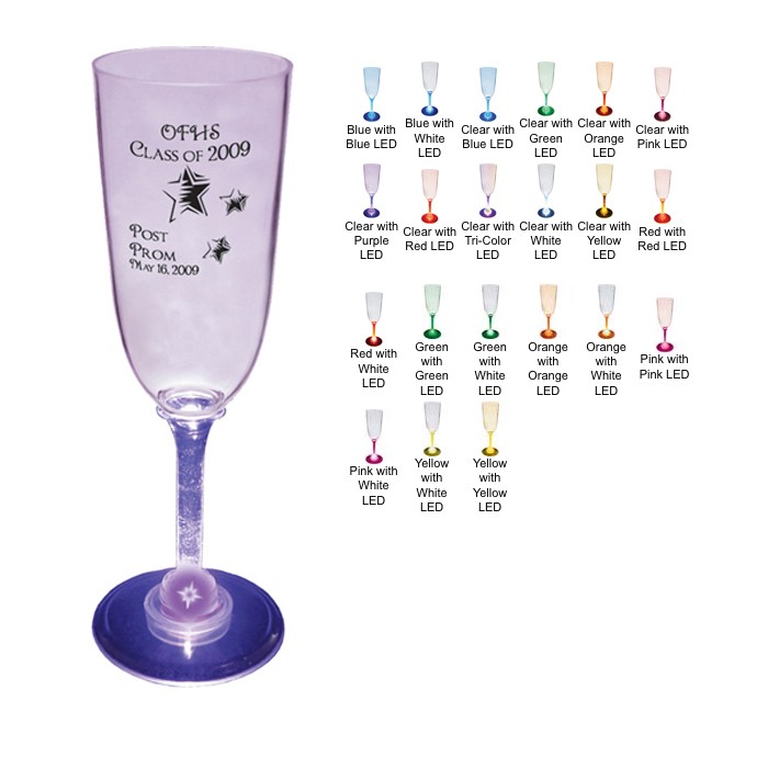 7oz Acrylic Lightup Standard Stem Champagne Flutes