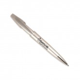 Silver ballpoint pen with plunger action clip