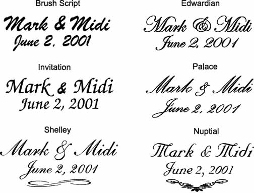 Wedding Fonts for Invitations Programs Cards and Announcements